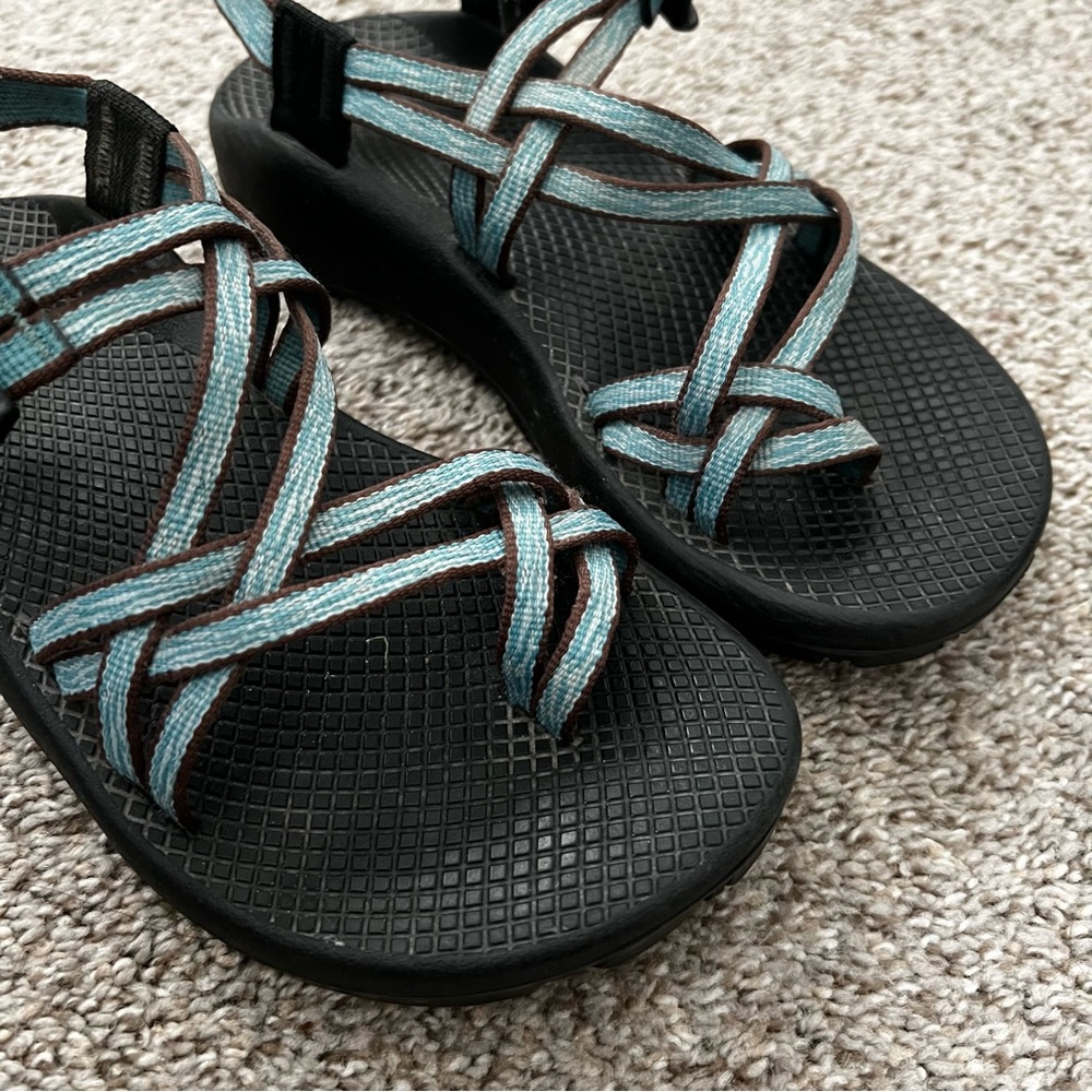 Chaco Women’s Black Vibram Sandals w Teal Accent - Secure Adjustable Fit Size 7 - Picture 9 of 11